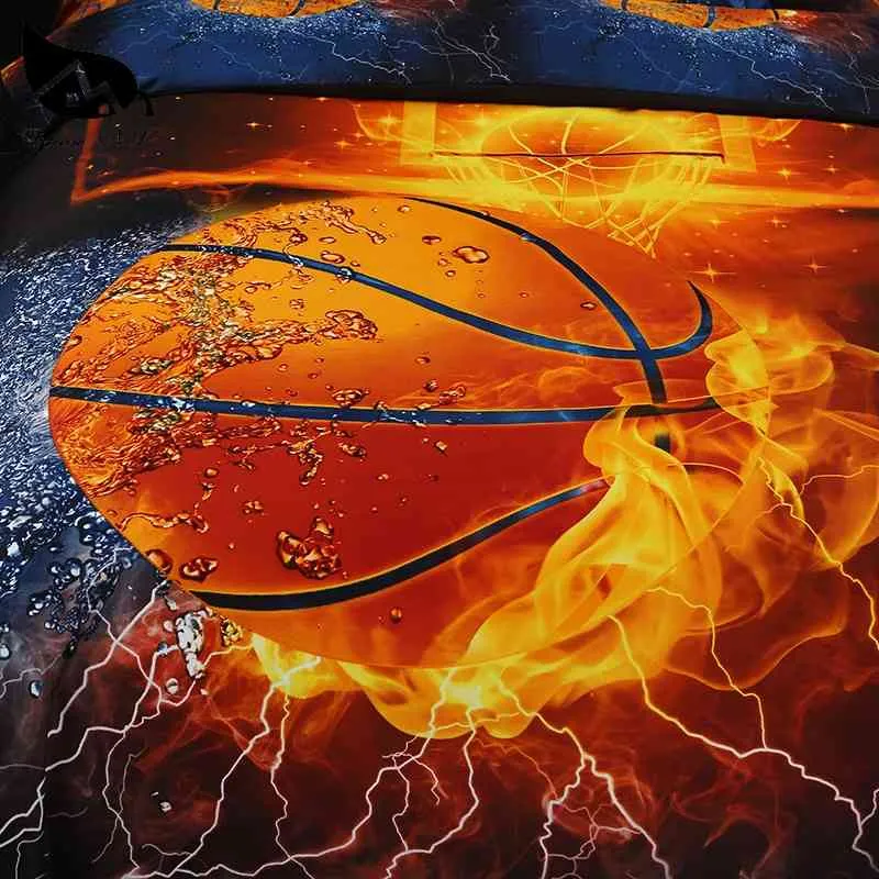 Dream NS 3D-эффект Kussensloop Set Set Basketball and Flame Water Cover Set Sets King Fire Ding Kit Pn005