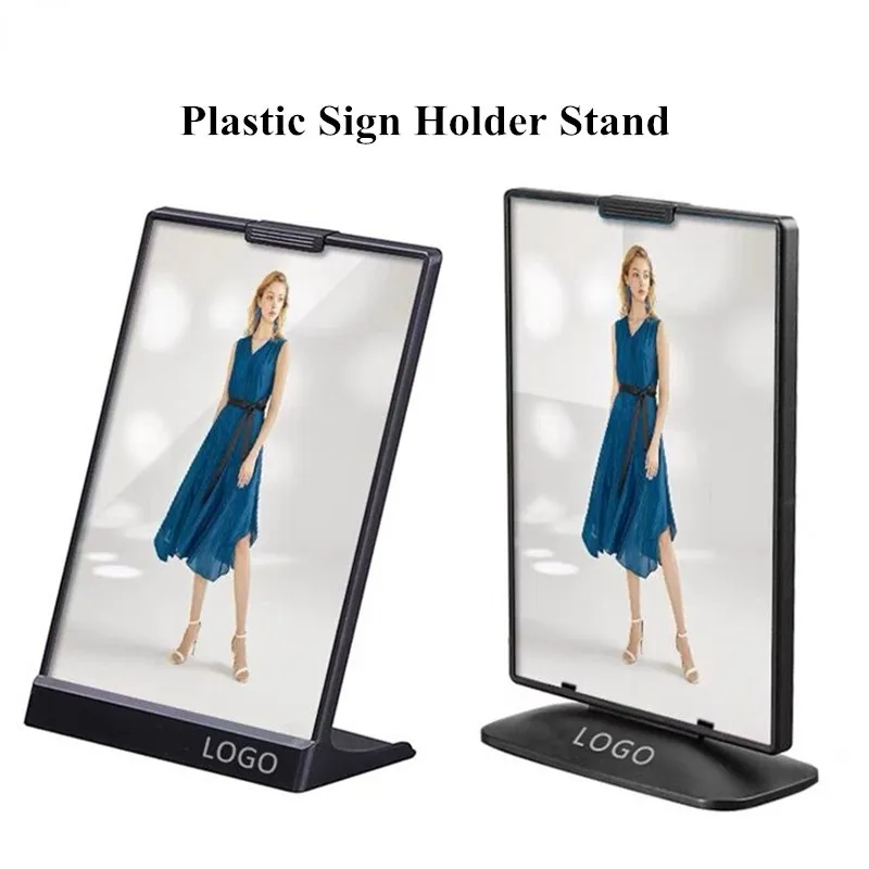 A5 148x210mm Plastic Sign Holder Bordkort Display Plastisk upprätt meny Holder Stand Poster Bildram