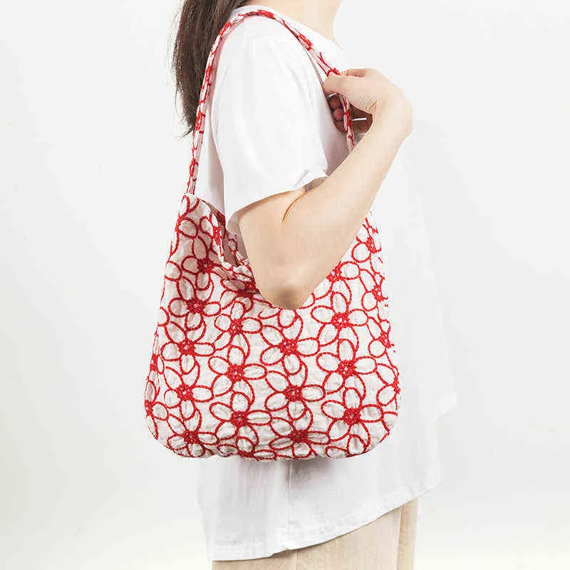 Foleble Hafdery Design Tote Shopper Bag Lekkie zmywalne torebki spożywcze Modna TELEFON WAUSK 220616