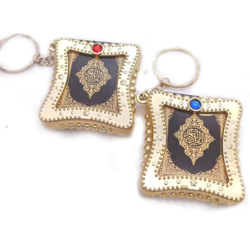 Chaveiros pc mini arca quran livro papel real pode ler árabe chaveiro muçulmano pingente pendurado anel jóiaskeychains226n