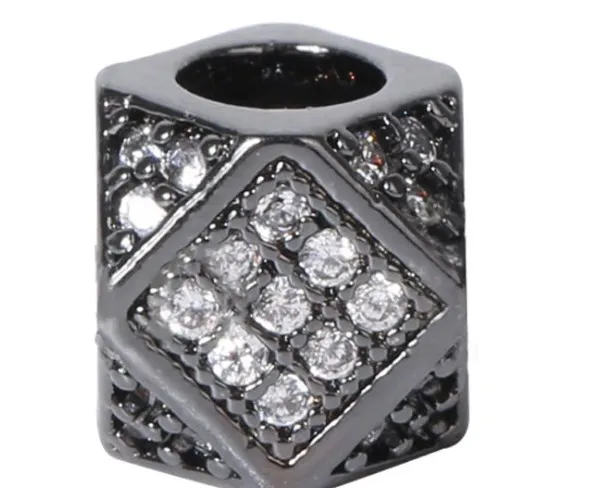 7mm polígono cristal micro pavé cz zirconia cúbica cuentas cobre plata oro negro plateado pulsera accesorios cr5uf
