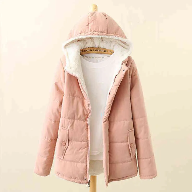 Women Thick Fleece Lined Winter Jackets Zipper Closure Hip Length Short Jacket With Long Sleeves Girl Outfit Solid Color L220725