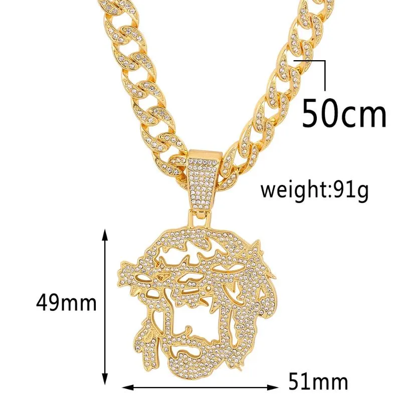 Hänghalsband isade ut stor kristallkubansk kedja med Joker Africa Map Gun Flower Animal Fashion Charm Hip Hop Jewelrypendant NE268L