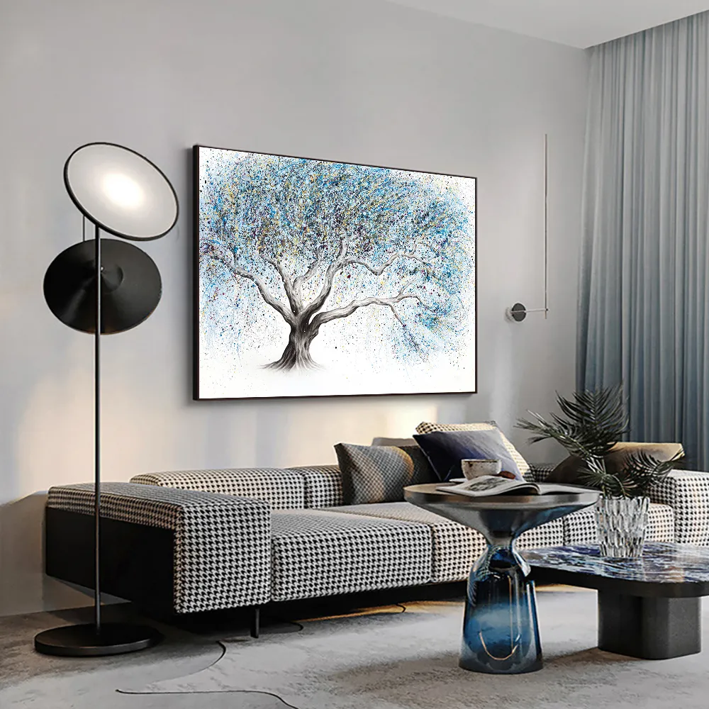 Abstraktes Baum-Ölgemälde auf Leinwand, Poster und Drucke, Wandkunstbild für Wohnzimmer, Heimdekoration