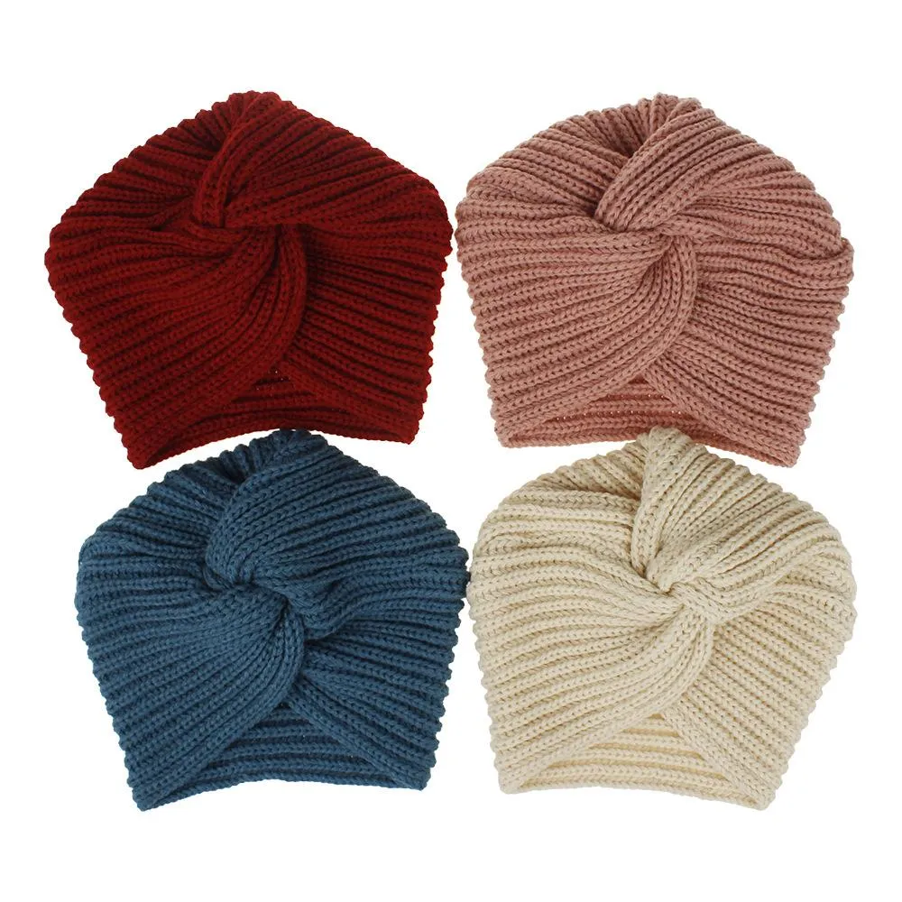 Women Knot Twist Turban pannband Cap Autumn Winter Warm Headwear Casual Streetwear Kvinna Muslimska indiska hattar