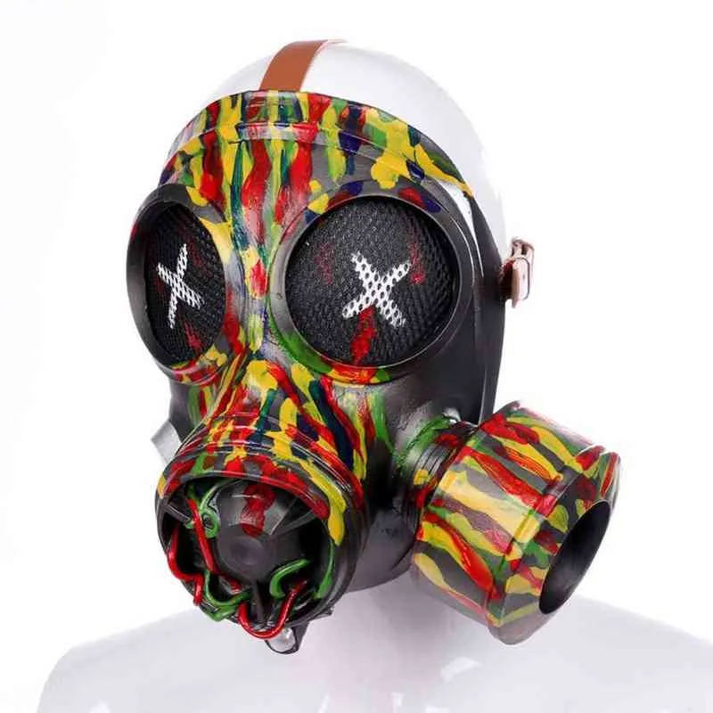 Çok renkli steampunk moda retro gaz maskesi Masquerade cosplay maskeleri Cadılar Bayramı Parti Aksesuarları L220530 için pervane giydirin