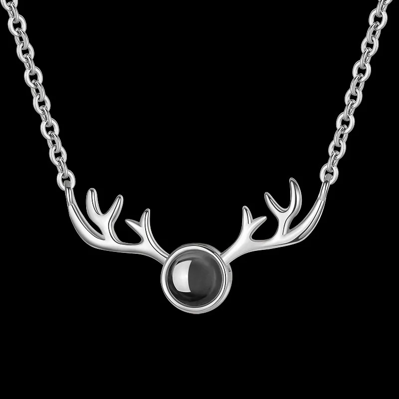 100 lingue Antlers Collana con ciondolo a forma di lettera d'amore Regali di gioielli madre/nonna nipote Donne Ragazze