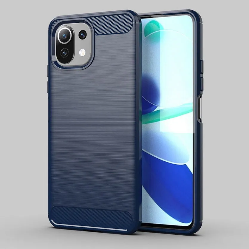 Brushed Carbon Fiber Shockproof Cases For Xiaomi 11 Lite Ultra Soft Silicone Back Cover For Mi 10t Pro 10s Note 10 Lite