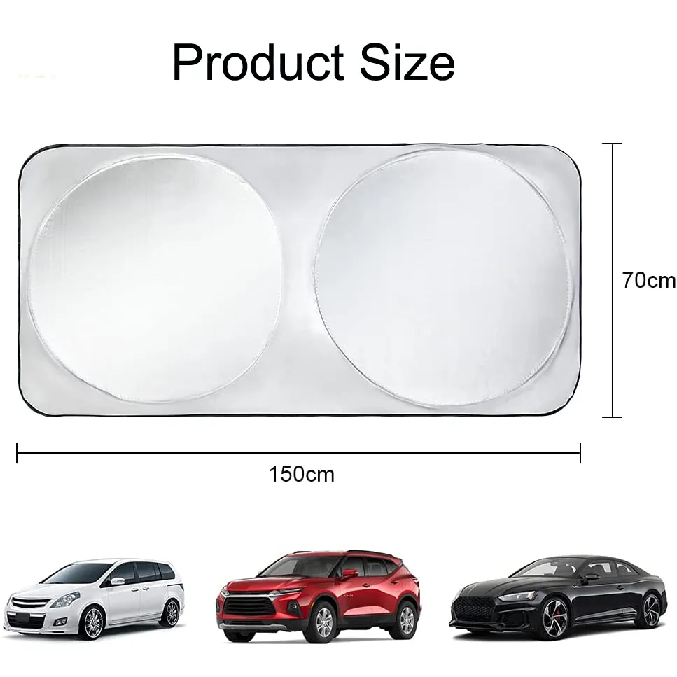 UV Reflecting Foldable Car SunShade Front Windshield Sun Shade Windscreen Flexible Size for Auto SUV Truck