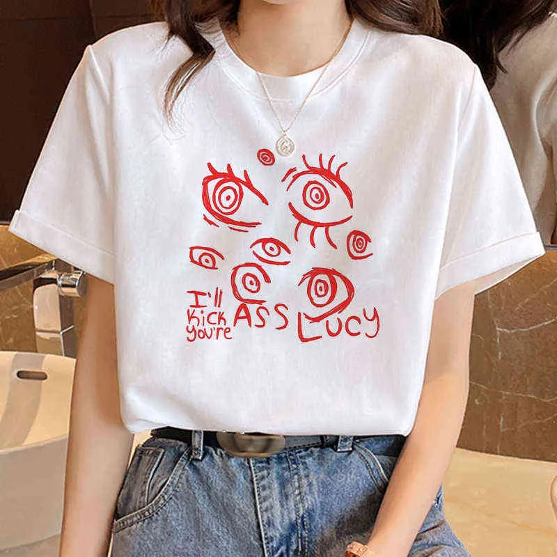 Roliga Evil Eye Printed Woment-Shirt Harajuku Summer Women T Shirts Kawaii Streetwear Overdized T-Shirt Female Tops Tee Clothes G220507