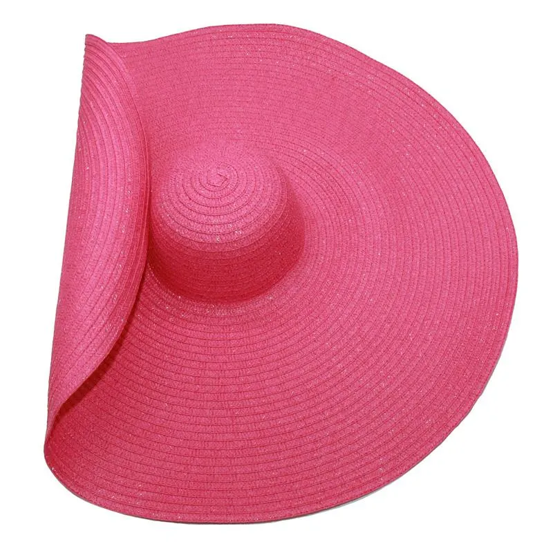 Hurtowe 15 kolorów Kobiety Zwyciężone czapki plażowe czarne letnie wielki brzeg słoneczny kapelusz złożony kropla