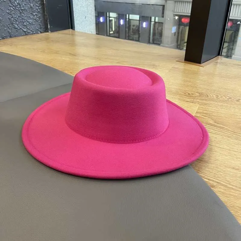 Women Spring mulit color felt Top Jazz Men Casual Flat brim Wool Fedora Sports hats