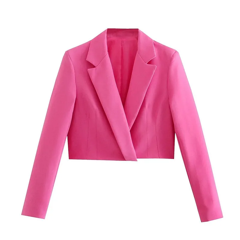 TRAF recadrée Blazer femmes mode à manches longues costume vestes col court Blazer femme Streetwear femme Blazer 220812