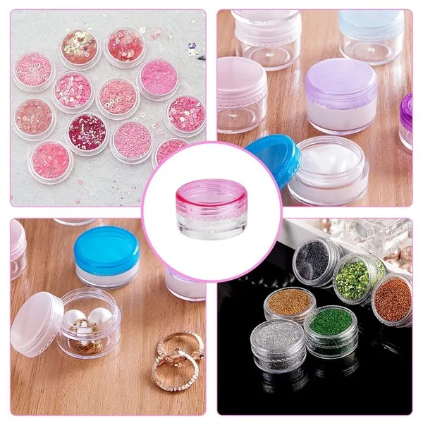 Récipient d'échantillon vide avec couvercles bocaux cosmétiques bouteille en plastique transparent pour maquillage ongles bijoux beauté maison cuisine