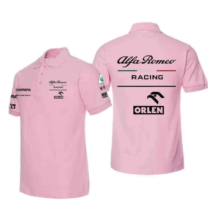 Alfa Romeo Racing Orlen F1 Team Fórmula 1 Race Short Manuve Men's Shirt Outdoor Extreme Sports Off-road entusiastas da estrada Polo camisa2