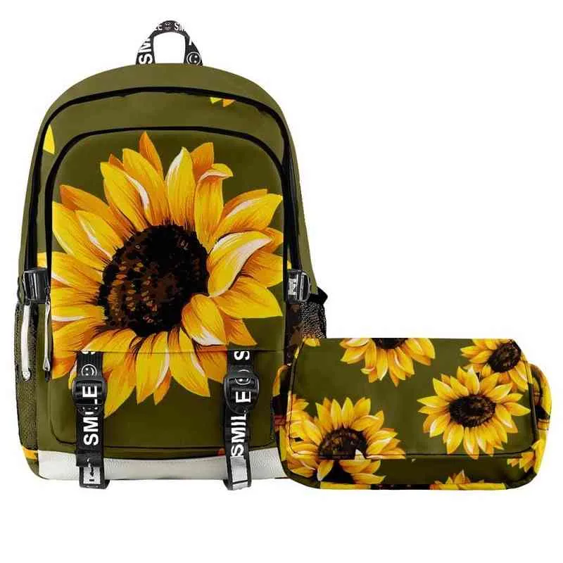 HBP Sunflower ryggsäckdräkt dubbelskikt blyertspåse Tvådelad kostym ryggsäck 220804