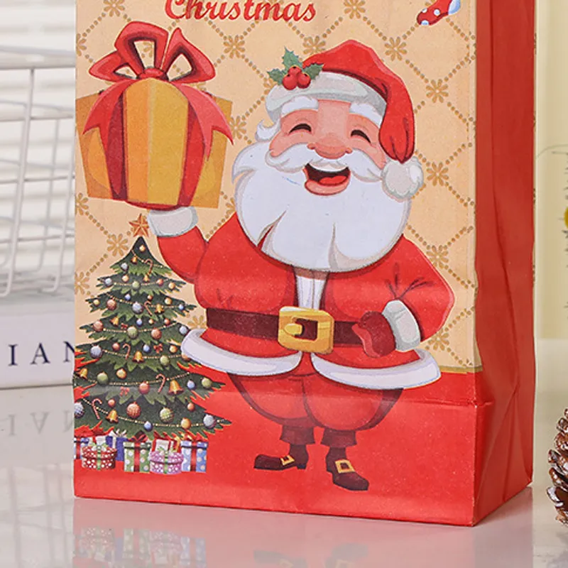 Рождественская рубчатая бумага Tote Snowman Elk Gift Wrab Sacks Cartoon Santa Claus Candy Bag Сумка рождественская вечеринка подарки сумка для рождественского украшения BH7391 TYJ
