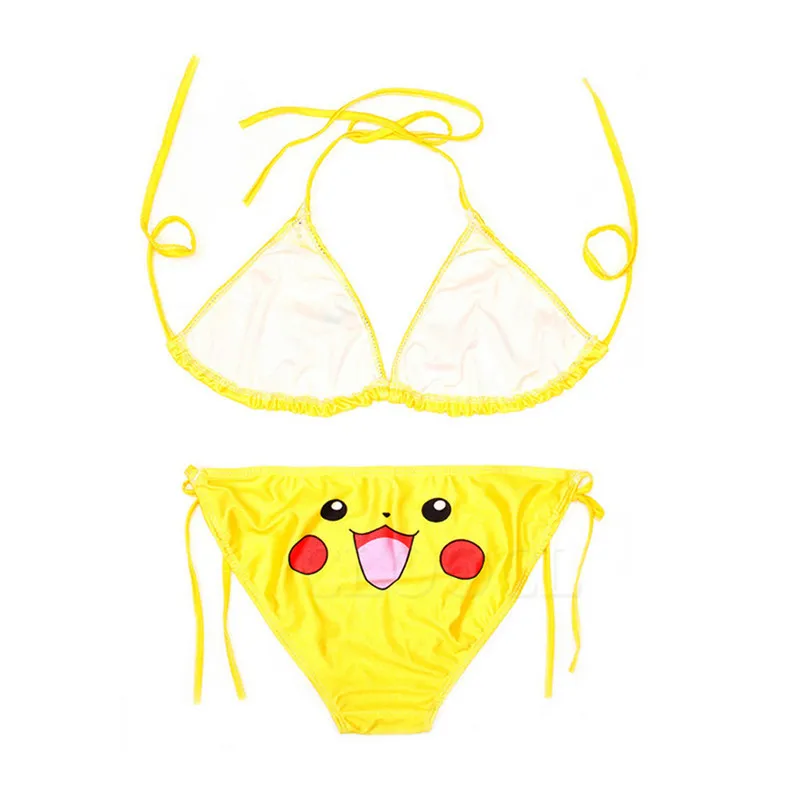 Sexy bonito biquinis maiô 3d impressão anime dos desenhos animados cosplay praia feminino cintas baixo terno de natação para mulher conjunto biquinis w220617