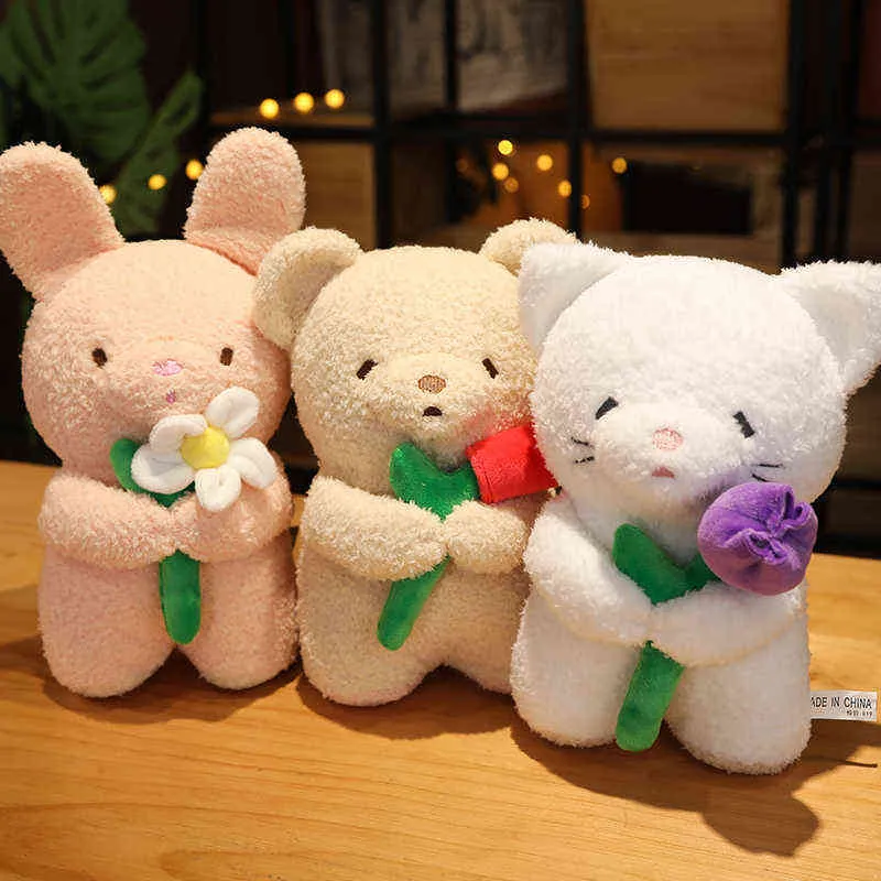 PC CM Güzel Oyuncak Ayı Tavşan Kedi Çiçek Sarsıntılar Kawaii Hayvan Bebekleri Doldurulmuş Yastık Kızlar Sevgililer Günü Hediyesi J220704