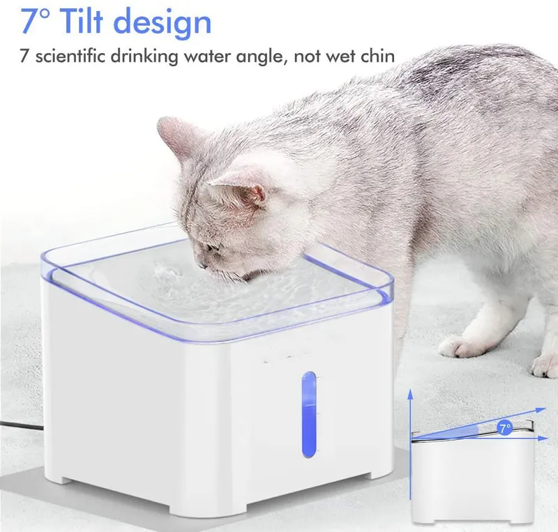 Fontaine d'eau automatique pour chat de compagnie 2L avec LED électrique USB chien abreuvoir muet mangeoire bol distributeur de boisson 220323