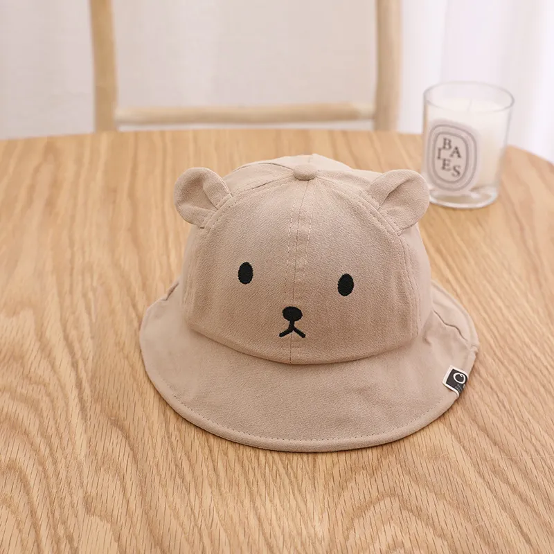 Baby Summer Bucket Hats For Born Spädbarn Söt broderi Bear Hat With Ears Outdoor Soft Cotton Toddlers Panama Sun Cap 2205195964680