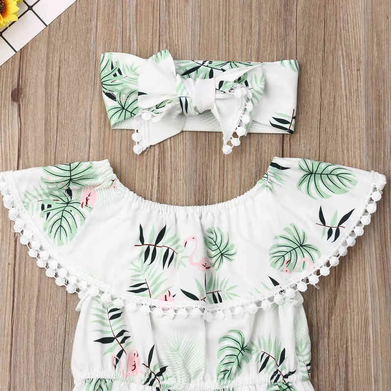 Güzel yeni doğan kız bebek bodysuit flamingo kıyafetleri fırfır kısa kollu o boyunlu tulum yaz kıyafeti g220521