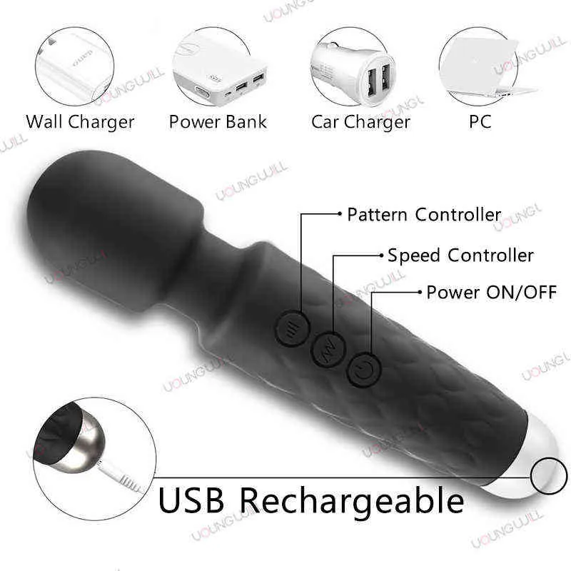 NXY Vibrators High Frequency Masturbator Big Size Vibrador Sexe g Spot Sex Toys Av Wand Vagina for Women Massager 0411