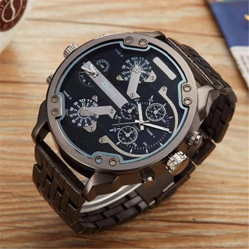 Horloges Heren Horloges Topmerk OULM 3548 Luxe 5,5 cm groot gezicht Hoge kwaliteit roestvrijstalen horloge Zwart Relogio Masculino Mar223Q
