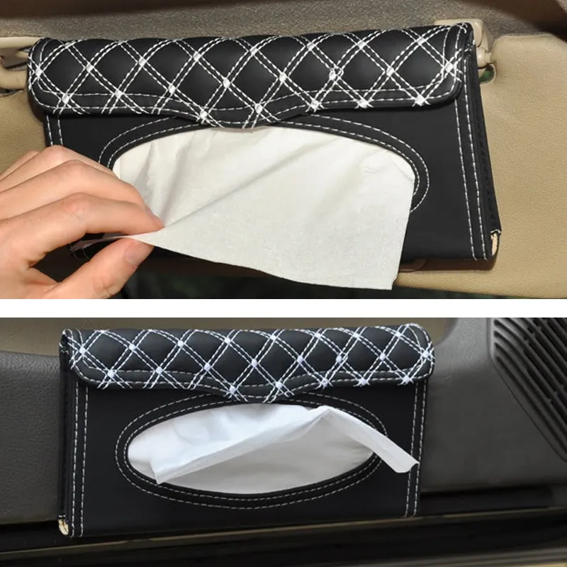 New Car Tissue Box Towel Sets Car Sun Visor Tissue Box Holder Auto Interior Storage Decoration for BMW Car Accessories