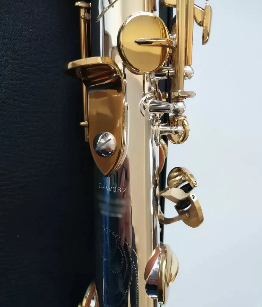 Saxophone soprano professionnel Bb WO37, structure originale un-à-un, cuivre blanc plaqué argent, tuyau droit fendu