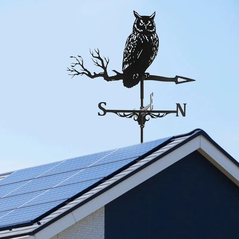 Roofs Retro Garden Weather Vane Farm Iron Home Owl Shaped Outdoor Roof Decoration 220728