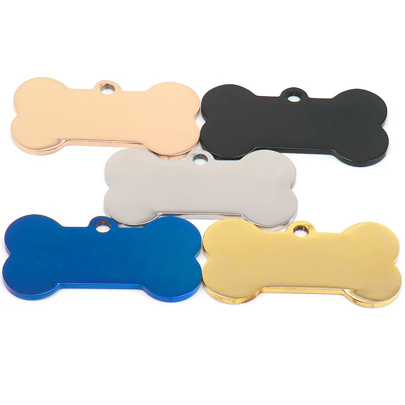 Groothandel 20 stks Bone Dog ID Tag Kraagkraag Roestvrijstalen gegraveerde kettingketting Charme Leveringen Pet Cat Accessoires Blank Custom 220608