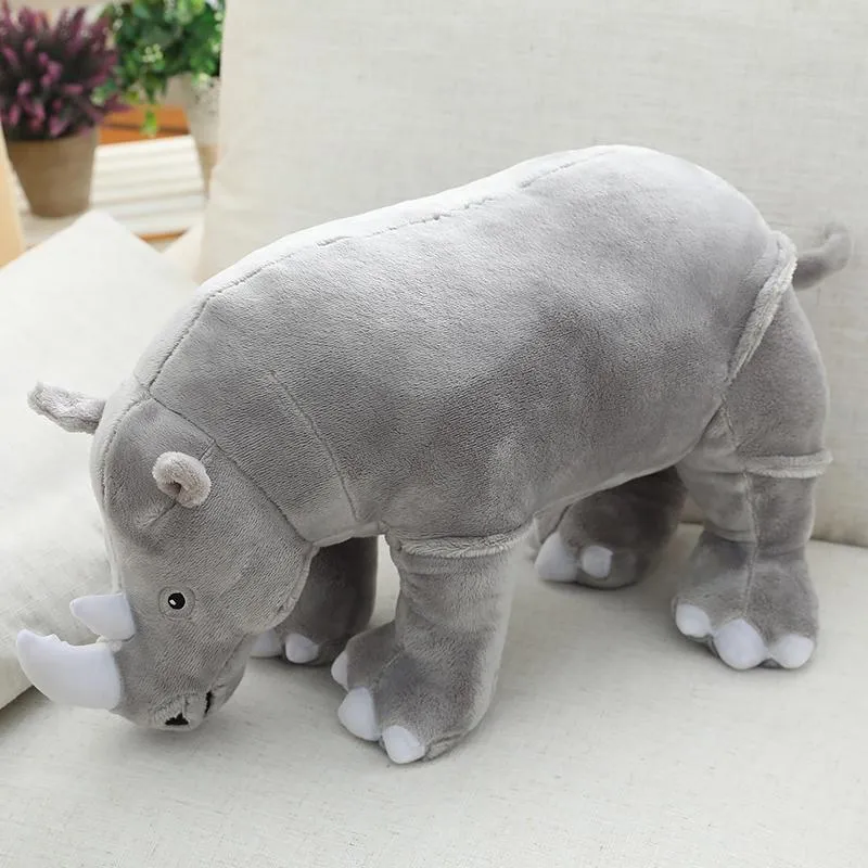 Animal fofo Rhino Plush Toy Big Soft Simulation Rhinoceros Doll Infrons Firm Girls Anninger Gift 31 polegadas 80cm