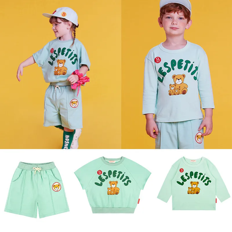 Koreli Marka Çocuk Giysileri Yaz Boys T-Shirts Pantolon Karikatür Toddler Sweatshirt Kızlar Butik Kıyafetler Bebek Tees 220507