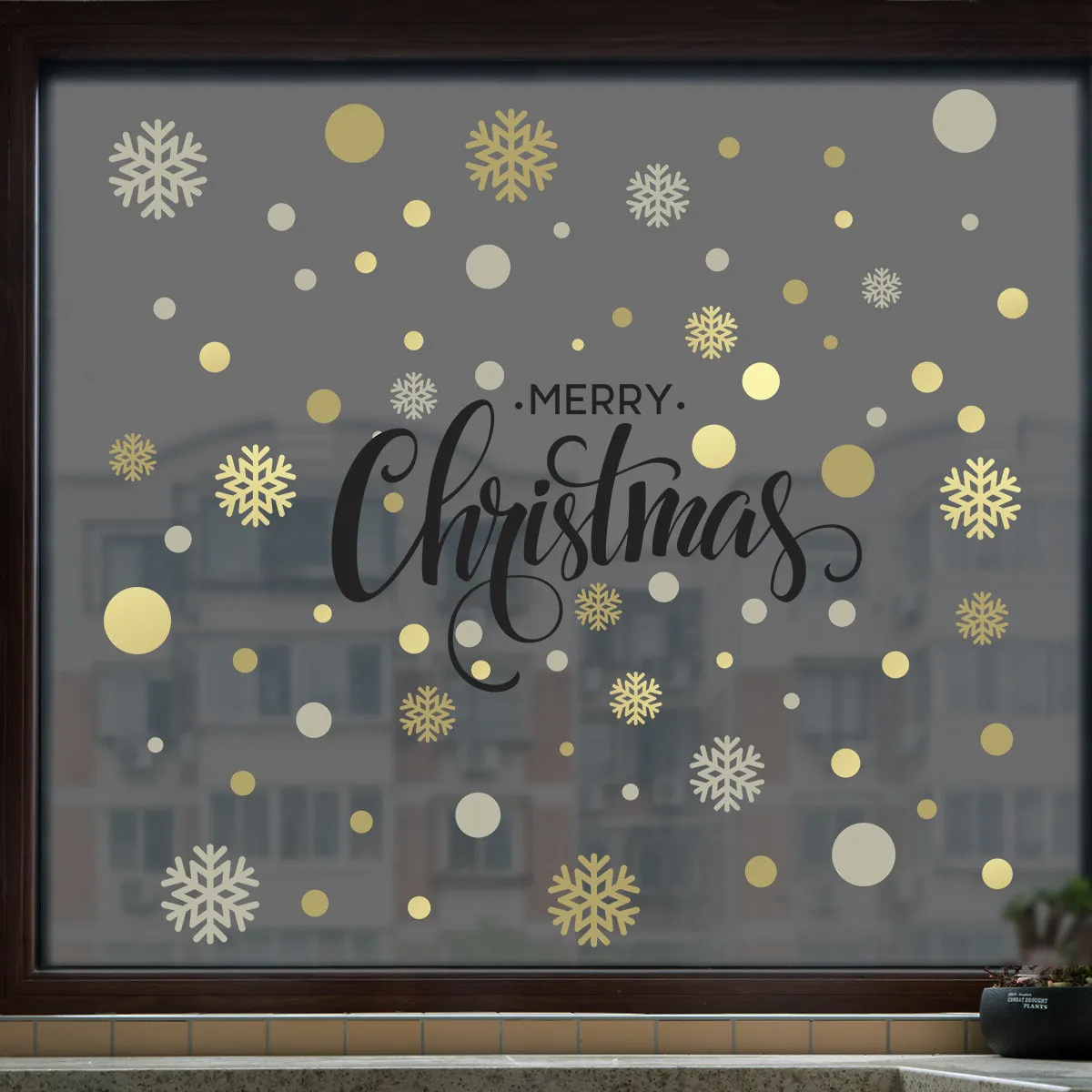 Golden Snowflake Merry Christmas Wall Adesions Decorazioni murali soggiorno Decali pareti in vinile Capo 2022 adesivi la casa