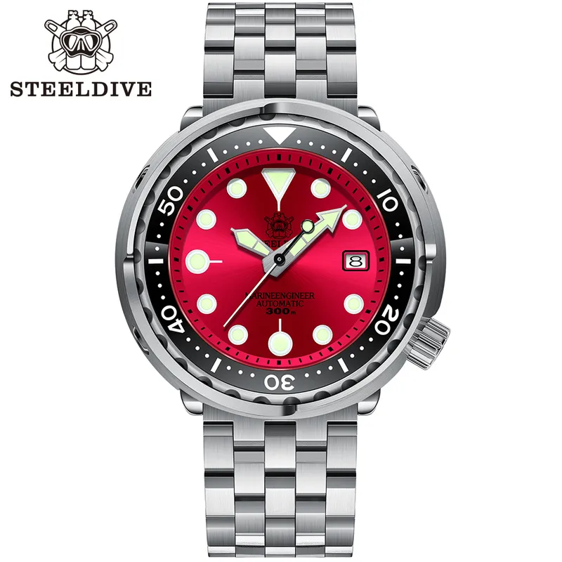 Steeldive SD1975 Black Dial Ceramic bezel 30ATM 300m Waterproof Stainless Steel NH35 Tuna Mens Dive Watch 220530