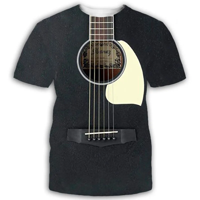 Rock Music Guitar 3D Tshirt Estate Uomo / Donna T Shirt Moda T-shirt Casual Tee Shirt / Streetwear Uomo Abbigliamento Oversize 4XL Top 220407