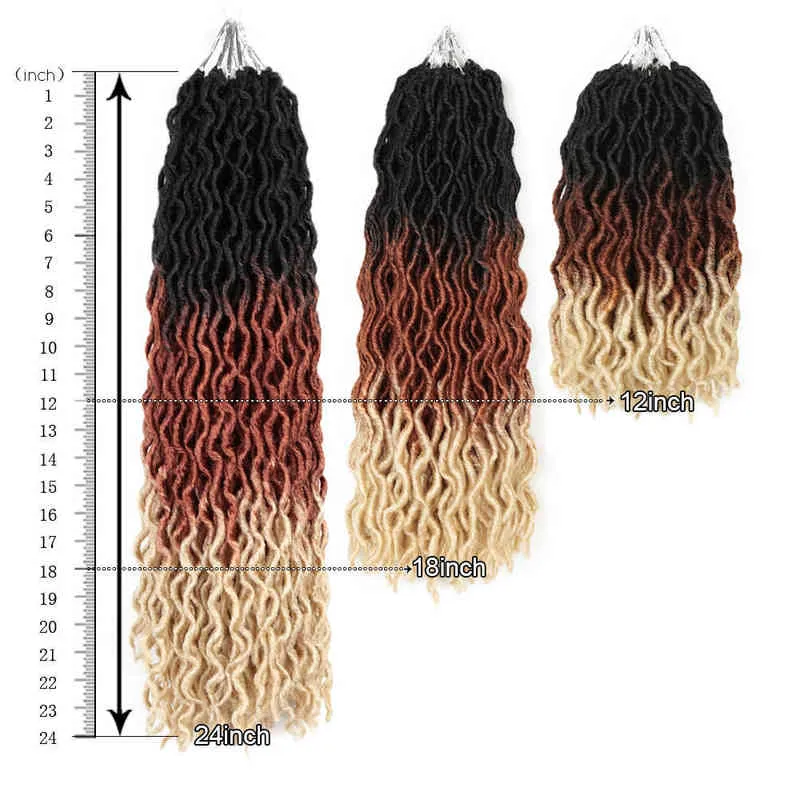 ウェーブジプシーロックかぎ針編み髪の合成巻き巻き波状波状編み編み拡張18 
