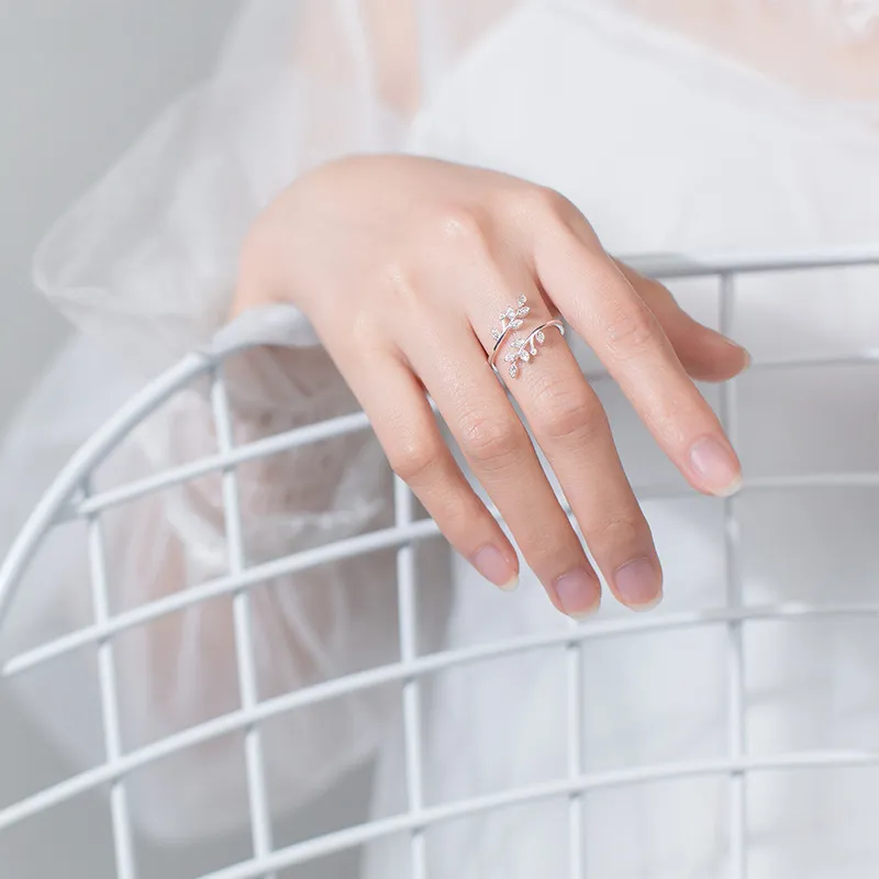 Prosty moda srebrna piórka Dolphin Regulowany pierścionek Znakomita biżuteria dla kobiet impreza ślubna prezent zaręczynowy 220719