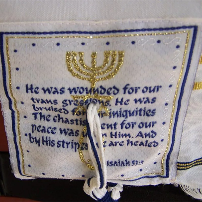 الأوشحة يهودي مسيحي يهودي تاليت الأزرق والذهبي شال تاليت تالس حقيبة الوشاح 287o