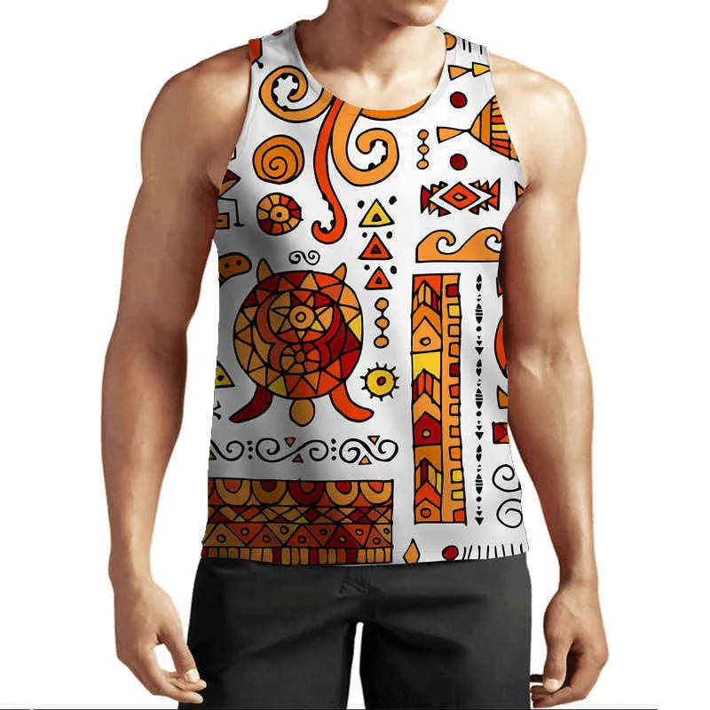 African Printed Tank Top Men Women Casual Sleeveless T Shirt Dashiki Folk-Custom Clothing 2022 Summer Sports Fitness O-Neck Vest