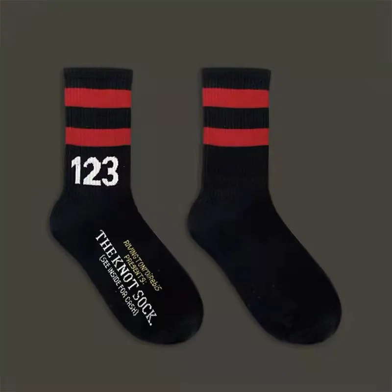 Men's Socks New RRR123 Numbers Letters Color Matching Cotton Socking for Men and Women High Street