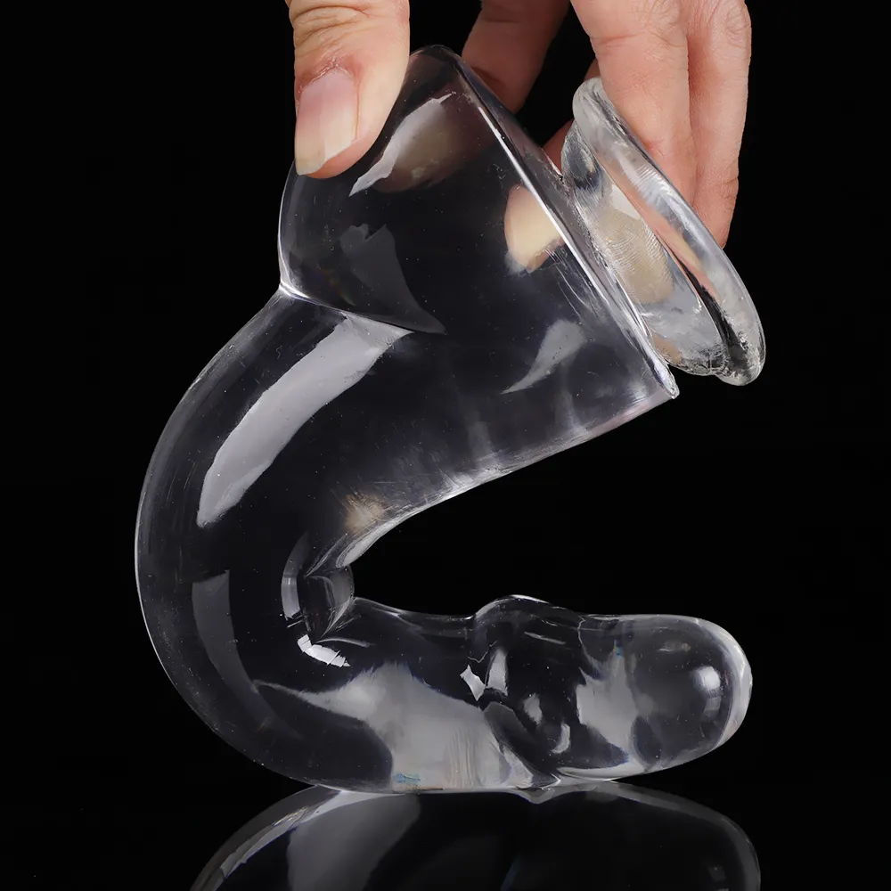 Porno Mini Jelly Dildo Sucker Realistische Penis Zuignap Vrouwelijke Masturbator Clitoris Stimulator Lesbische TPE sexy Speelgoed Voor Vrouwen