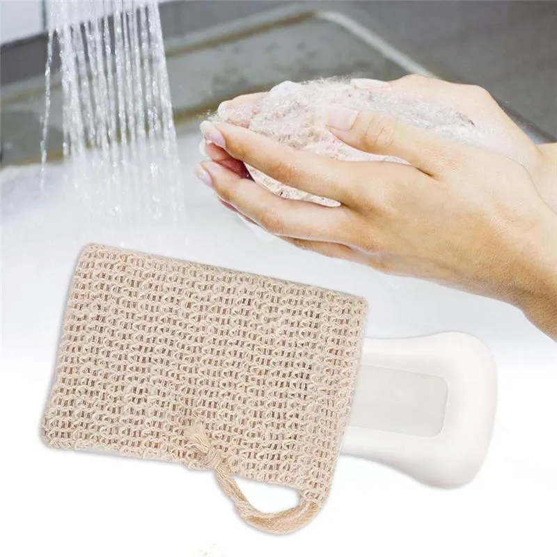 Natural Exfoliating Mesh Soap Saver Sisal Soap Saver Bag Pouch Holder For Shower Bath Foaming And Drying DA647