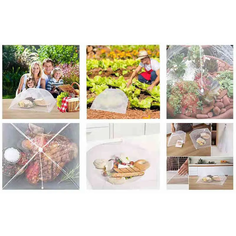 1 st Picnic Protect Dish Cover Food Covers Mesh Foldable Kitchen Anti Fly Mosquito Tent Dome Net Umbrella keuken accessoires Y220526