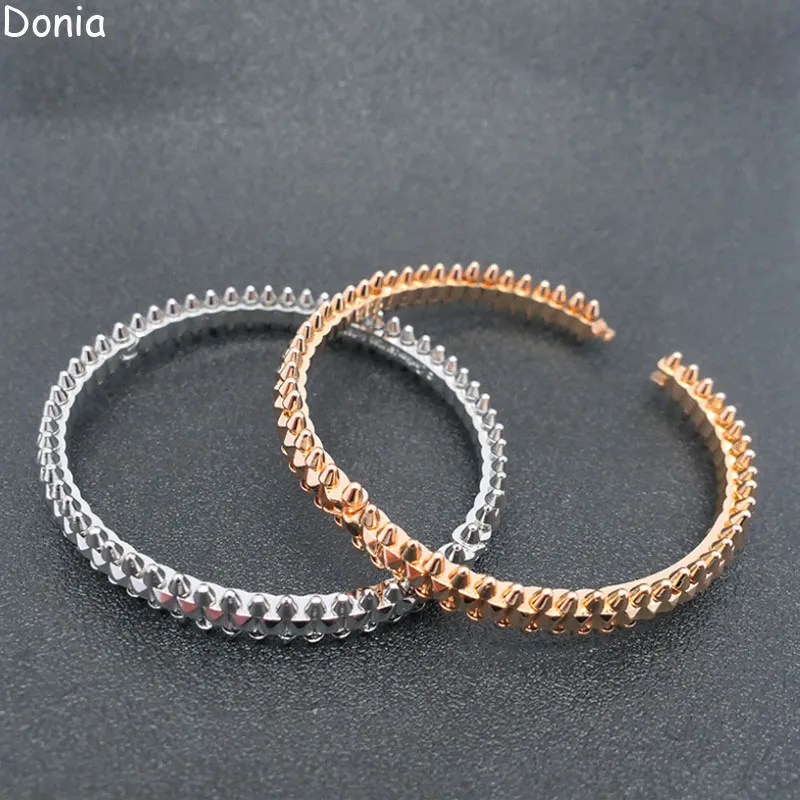 Donia Jewelry Luxury Bangle Exaggerated Shiny Rivet Titanium Steel Bracelet European and American Fashion Designer Bracelet249k