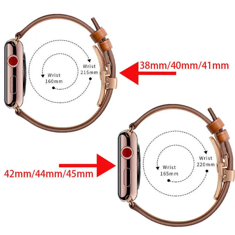 Echte lederen band voor Apple Watch Band 45mm 41 mm 44 mm 40 mm 42 mm 38 mm vlinderclasp Correa Bracelet Iwatch 4 5 6 SE 7 Band6995008