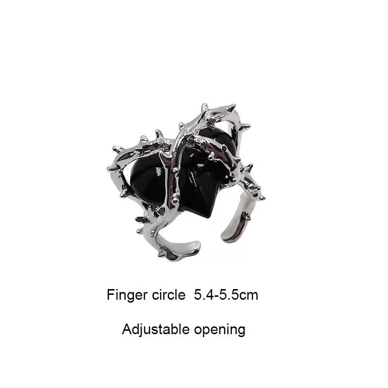 Fashion Creative Punk Gothic Thorns Love Heart Rings Vintage Open for Women Party Jewelry Engagement Wedding Present 220719