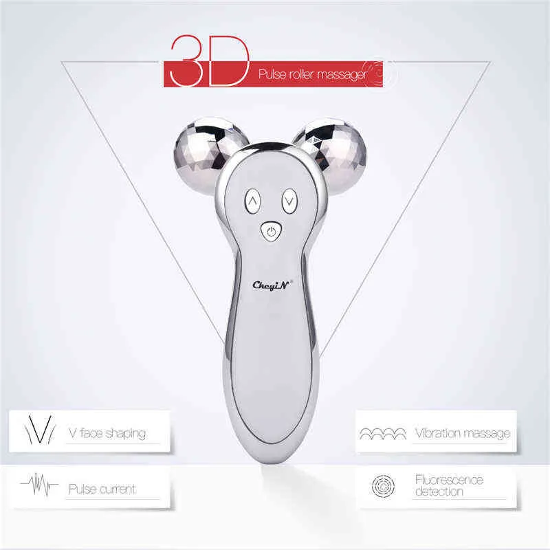 CkeyiN 3D V Face Roller Ball Vibration Facial Lifting Firming Body Slimming Wrinkle Removal Pulse Massage Skin Beauty Device 48 220520