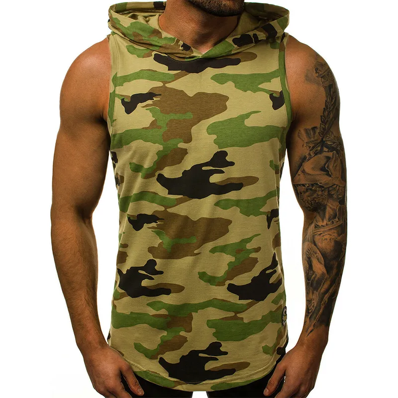 Erkek hoodies tank üst kolsuz kas spor salonu spor ince yelek vücut geliştirme kapüşonlu hip hop sokak kıyafeti egzersiz elastik erkek tank üst 220527